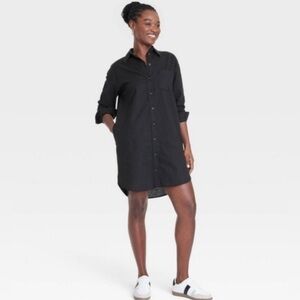 Universal Standard Dune Linen-Blend Shirtdress